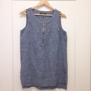 ELLEN TRACY blue linen sleeveless tunic top (M)
